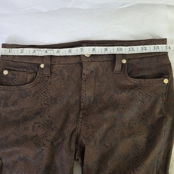 7FAM (7 For All Mankind) Choc Brown Snakeskin Skinny Jeans Sz 26 Amazing Stretch - Picture 4 of 8